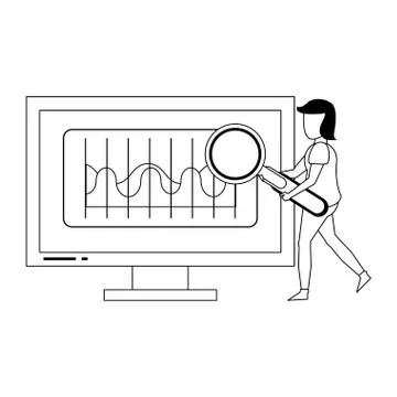 Computer screen technology hardware cartoon in black and white Stock Illustration