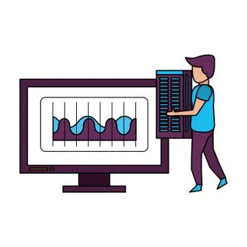 Computer screen technology hardware cartoon Stock Illustration