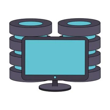 Computer screen technology hardware cartoon Stock Illustration