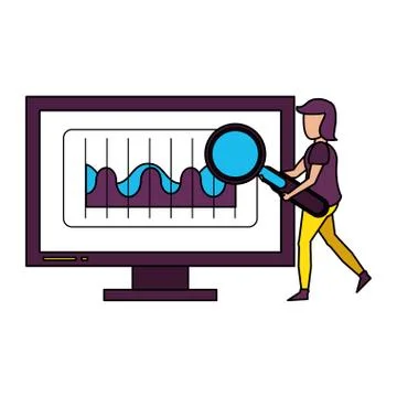 Computer screen technology hardware cartoon Stock Illustration