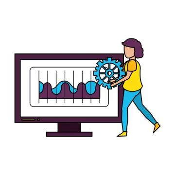 Computer screen technology hardware cartoon Stock Illustration