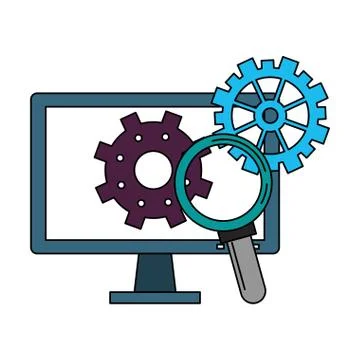 Computer screen technology hardware cartoon Stock Illustration