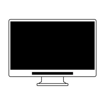 Computer screen technology hardware cartoon in black and white Stock Illustration