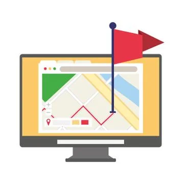 Computer screen technology hardware cartoon Stock Illustration