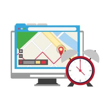 Computer screen technology hardware cartoon Stock Illustration