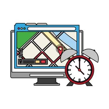 Computer screen technology hardware cartoon Stock Illustration