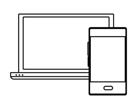 Computer screen techonology icon cartoon in black and white Stock Illustration