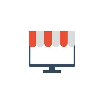 Computer screen with tent on white background 스톡 일러스트