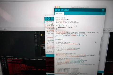 Computer screen under maintenance setup, work-from-home concept Foto stock
