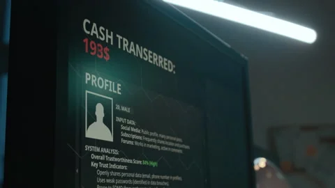 Computer Screen with Victim Profile during Phone Scammer Attack Stock Footage 310264392