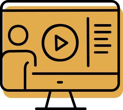 Computer Screen With Video Lesson Online Education Stock Illustration