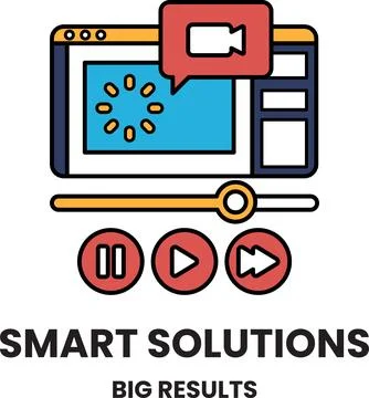 A computer screen with a video playing Stock Illustration