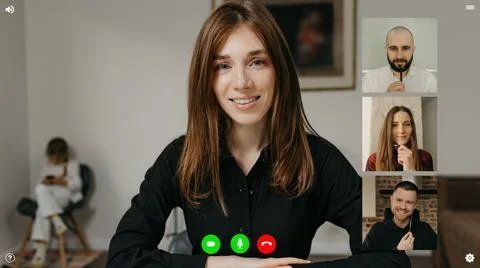 A computer screen view of the telecommunications application during a video c Stock Photos