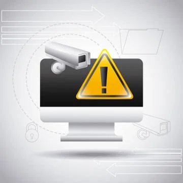 Computer screen warning alert surveillance camera Illustrazione stock