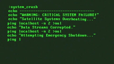 Computer screen warns of critical system failure and imminent crash Stock Footage 307301478