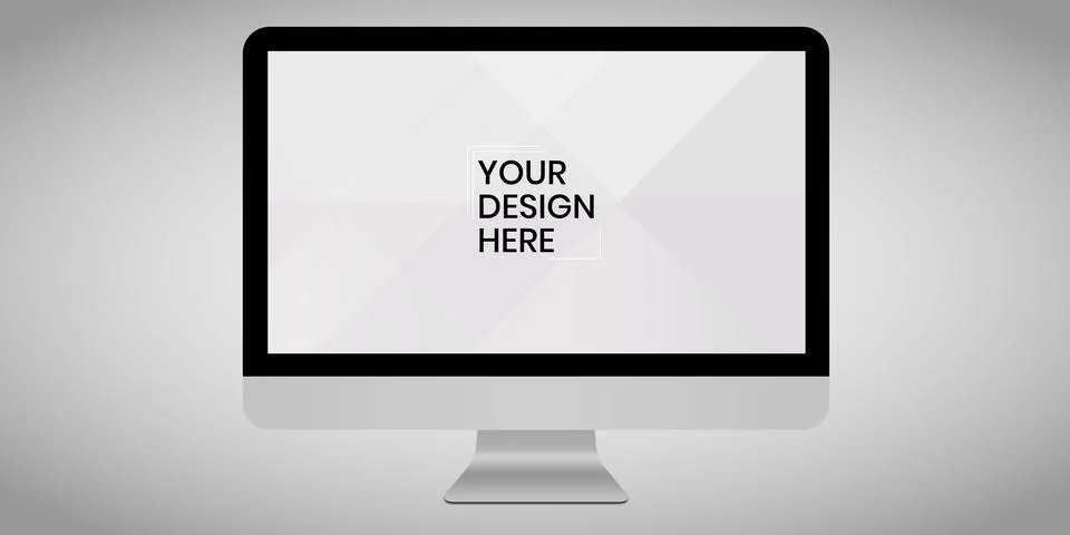 Computer screen on white background mock up. Computer modern monitor design.  Stock Illustration