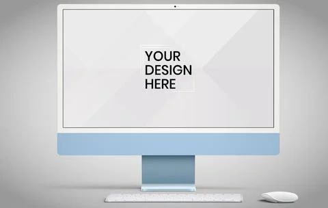 Computer screen on white background mock up. Computer modern monitor design.  Stock Photos