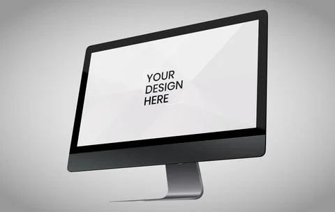 Computer screen on white background mock up. Computer modern monitor design.  Stock Photos
