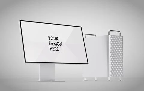 Computer screen on white background mock up. Computer modern monitor design.  Stock Photos