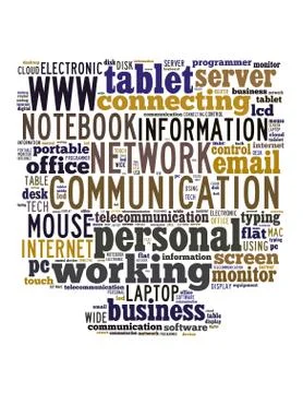 Computer screen, word cloud concept Stock Illustration