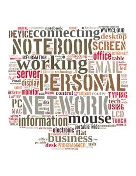 Computer screen, word cloud concept Stock Illustration