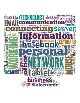 Computer screen, word cloud concept Stockillustratie