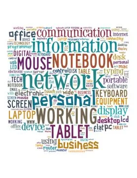 Computer screen, word cloud concept 스톡 일러스트