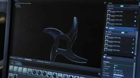 Computer screen with work on graphic model Stock Footage 238003560