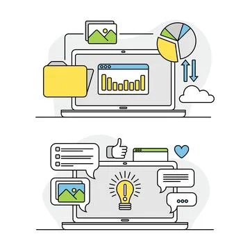 Computer screen with working tools and installing options set. Diagnostics and Stock Illustration