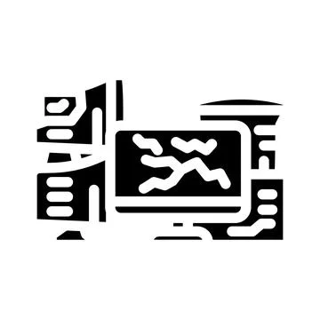 Computer screens around e waste pollution glyph icon vector illustration イラスト素材