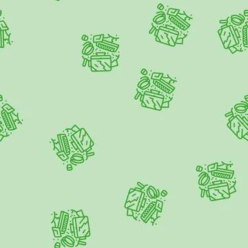 Computer screens around e waste pollution line seamless pattern Stock Illustration