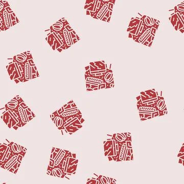 Computer screens around e waste pollution glyph seamless pattern Stock Illustration