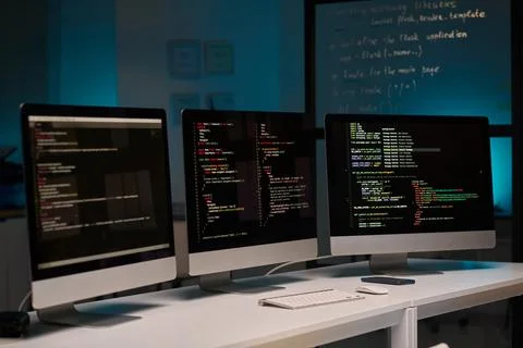 Computer Screens with Code Foto stock