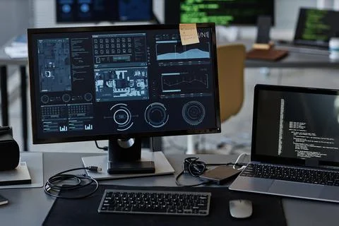 Computer Screens With Data Stock Photos