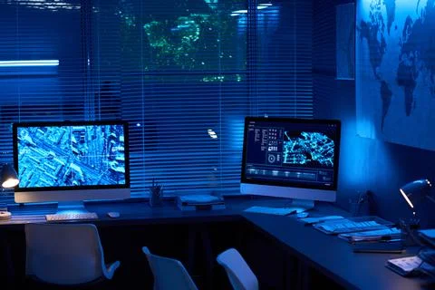 Computer screens with location data Stock Photos