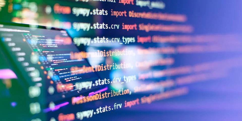 Computer script. Programming code abstract screen of software developer. Stockfoto's