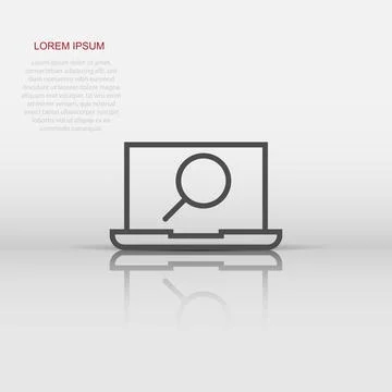 Computer search icon in flat style. Laptop with magnifying glass vector ill.. イラスト素材