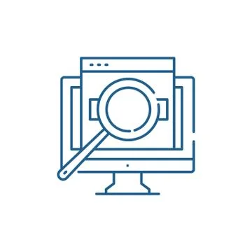 Computer search line icon concept. Computer search flat vector symbol, sign 스톡 일러스트