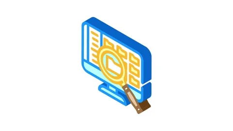 Computer searchmagnifying glass isometric icon animation Stock Footage 327288772