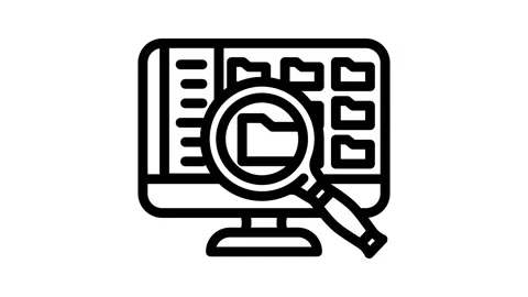 Computer searchmagnifying glass line icon animation Stock Footage 326759090