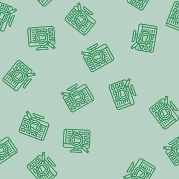 Computer searchmagnifying glass line vector seamless pattern イラスト素材