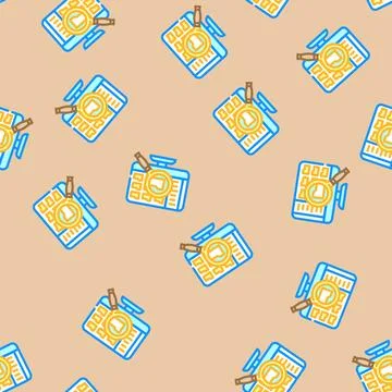 Computer searchmagnifying glass vector seamless pattern Stock Illustration