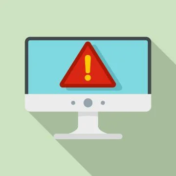 Computer security alert icon, flat style Stock Illustration