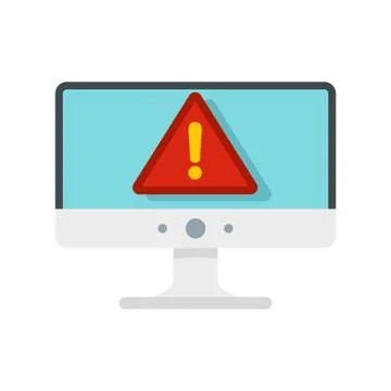 Computer security alert icon, flat style 스톡 일러스트