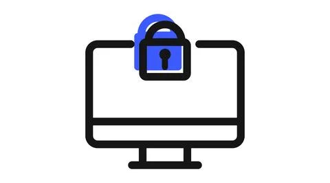 Computer security and data lock icon Stock Illustration