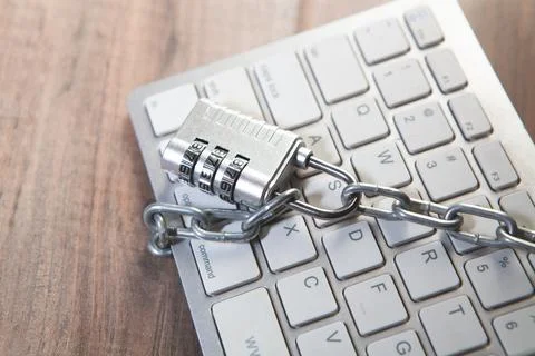 Computer security and padlock with computer keys 写真素材