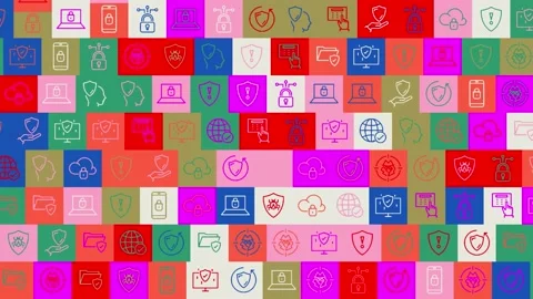 Computer Security. background. seamless pattern. loop mosaic animation. banner Stock Footage 141999394