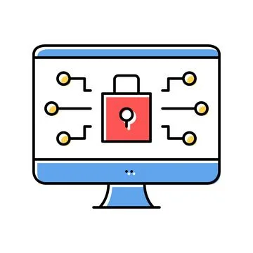 Computer security color icon vector illustration イラスト素材