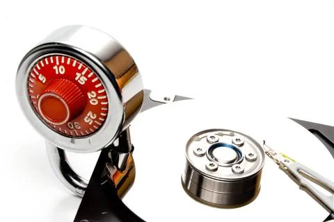 Computer Security A combination padlock on a computer hard drive. Copyrigh... Foto stock