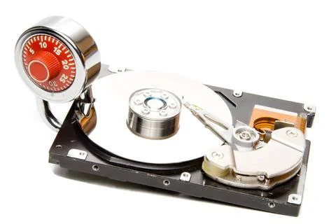 Computer Security A combination padlock on a computer hard drive. Copyrigh... Stock Photos